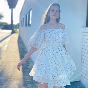 White Polka Dot Garland Garden Dress